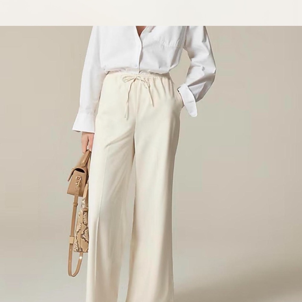 JCREW Elegant Cream Wide-Leg Pants